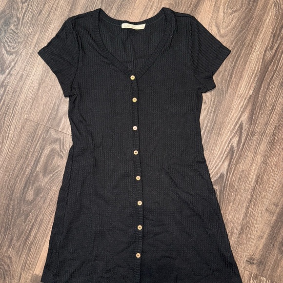 Liberty Love Black Knit Mini Dress With Buttons - Picture 1 of 2